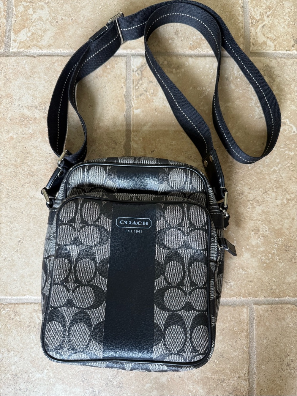 Coach  Signature Crossbody Messenger in Black and Gray